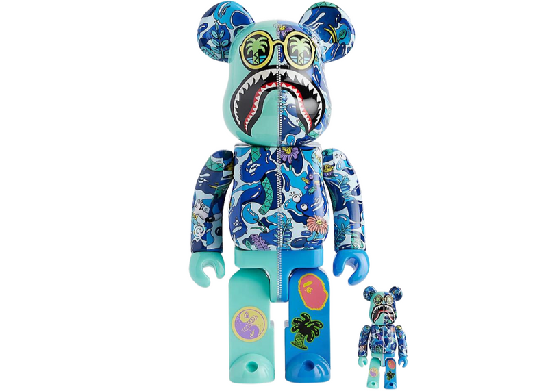 Bearbrick x A Bathing Ape Blue 400% & 100%