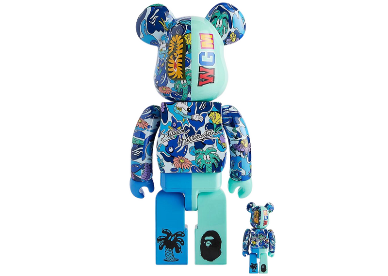 Bearbrick x A Bathing Ape Blue 400% & 100%