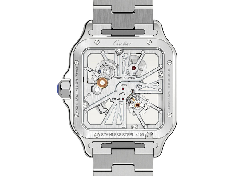 Cartier Large Santos De Cartier WHSA0015 Skeleton Watch 39.8mm