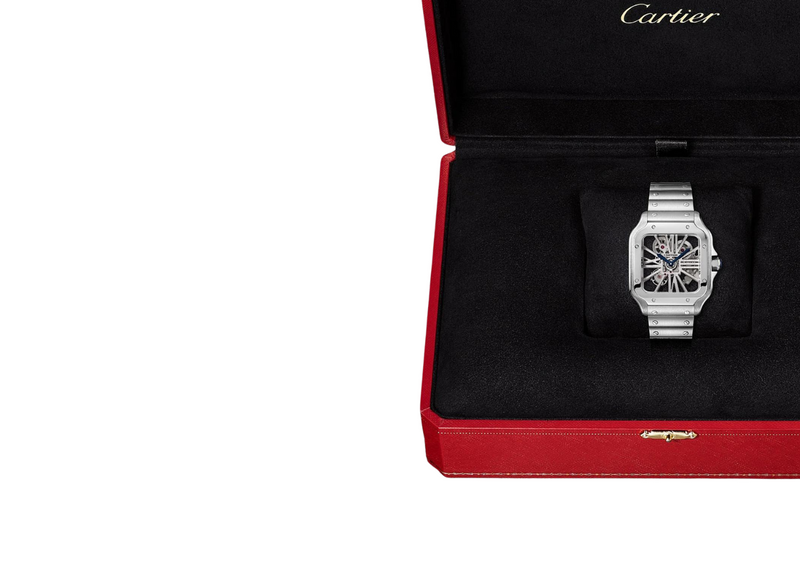 Cartier Large Santos De Cartier WHSA0015 Skeleton Watch 39.8mm